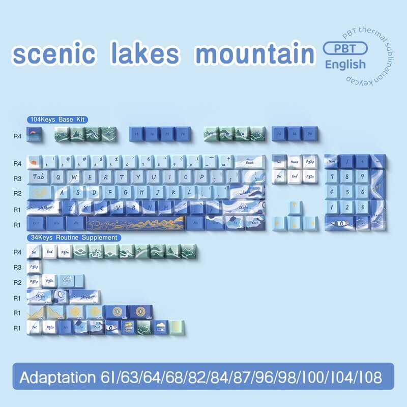 Scenic Lakes Mountain 138-Key Keycap Set - Cherry Profile