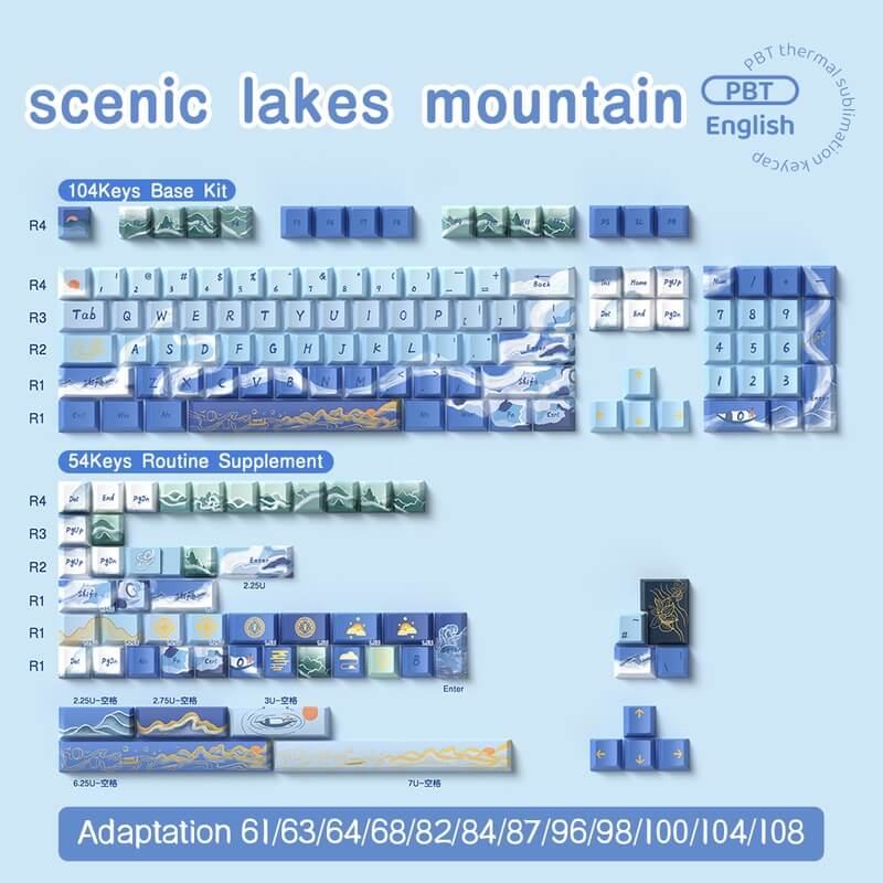 Scenic Lakes Mountain 138-Key Keycap Set - Cherry Profile