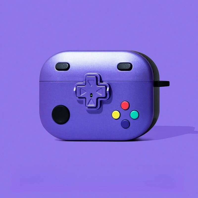 Silicone AirPods Case 1″ - Purple Game Console Design, Cute and Funny