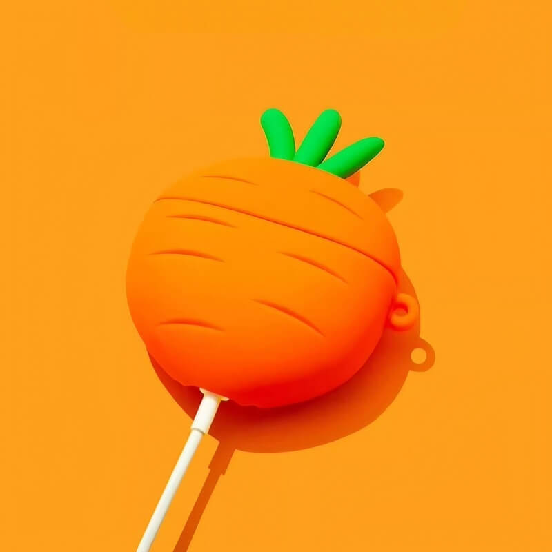 Silicone AirPods Case 3″ - Orange Carrot Design, Cute and Funny