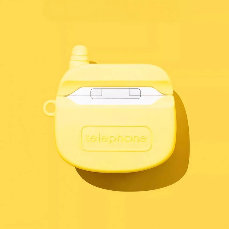 Yellow Silicone 6″ AirPods Case - Phone and Makeup Mirror Theme, Cute Funny Design