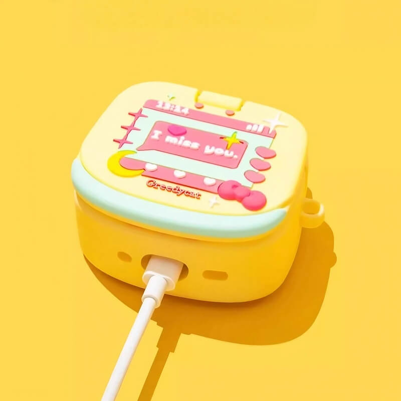 Yellow Silicone 6″ AirPods Case - Phone and Makeup Mirror Theme, Cute Funny Design