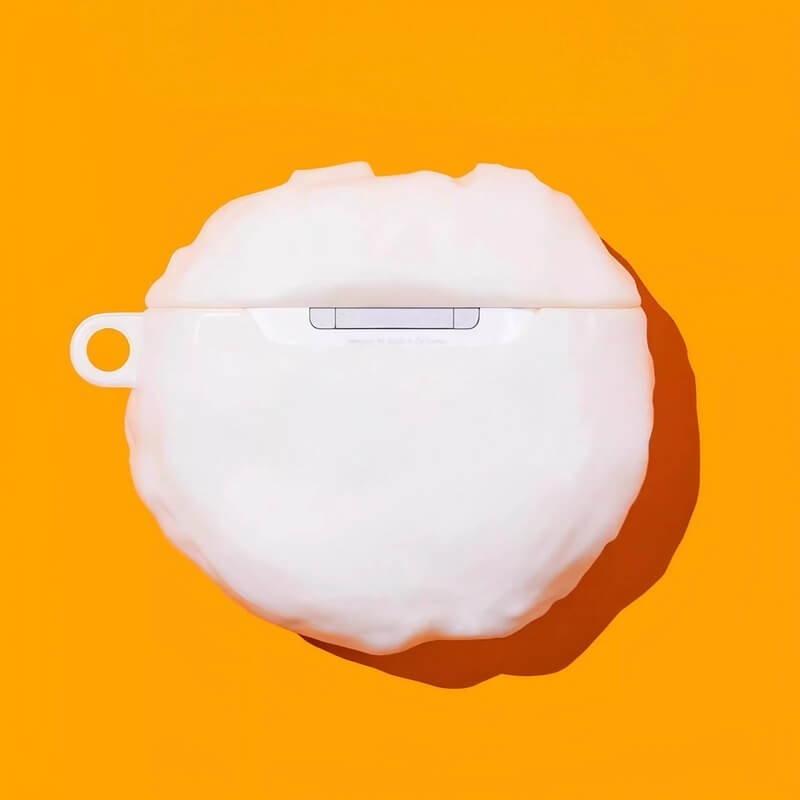 Yellow Silicone AirPods Case 3″ - Cartoon Pendant with Fried Egg Design