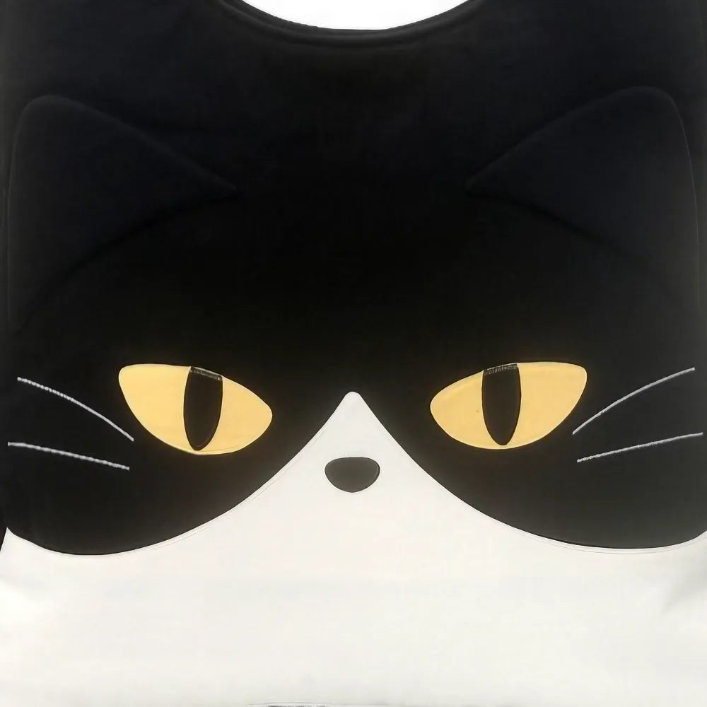 Kawaii Black and White Cotton Cute Shoulder Bag Stylish and Simple Cool Cat Theme