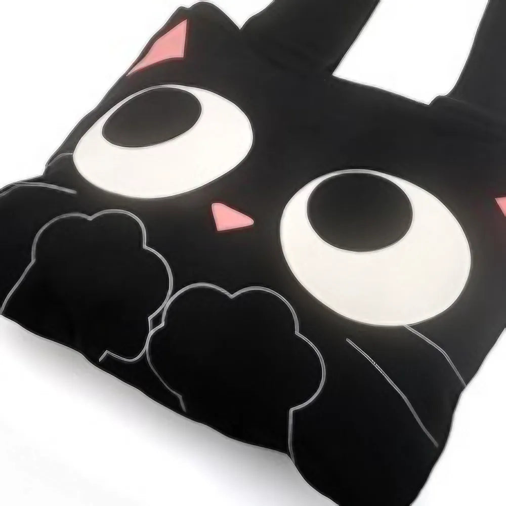 Cute Black Cat Kawaii Shoulder Bag Casual and Functional Cotton Handbag Perfect for Laptops