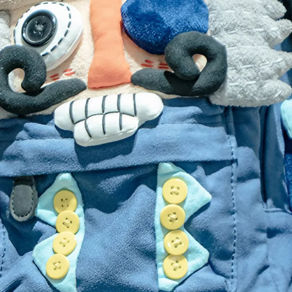 Kawaii Nutcracker Pirate Canvas Cute Backpack Casual and Unique Blue Handmade Backpack