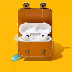 AirPods Pro Grey Plush Case - Yellow Hat Penguin Design