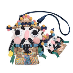 Cute and Unique God of Wealth Kawaii Shoulder Bag Cotton Material Casual and Phone Bag - Handmade