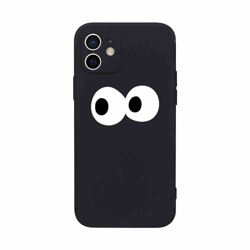 iPhone 16 Pro Max Case - Black A Silicone with Eyes Pattern - Matching Couple