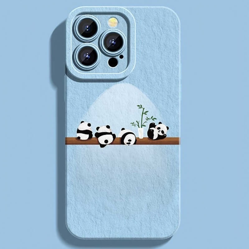 iPhone 16 Pro Max Case - Blue Silicone Panda Pattern