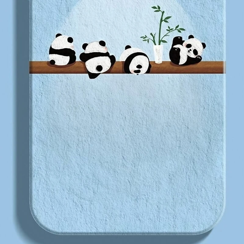 iPhone 16 Pro Max Case - Blue Silicone Panda Pattern
