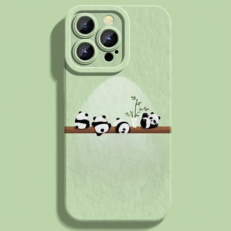 iPhone 16 Pro Max Case - Blue Silicone Panda Pattern