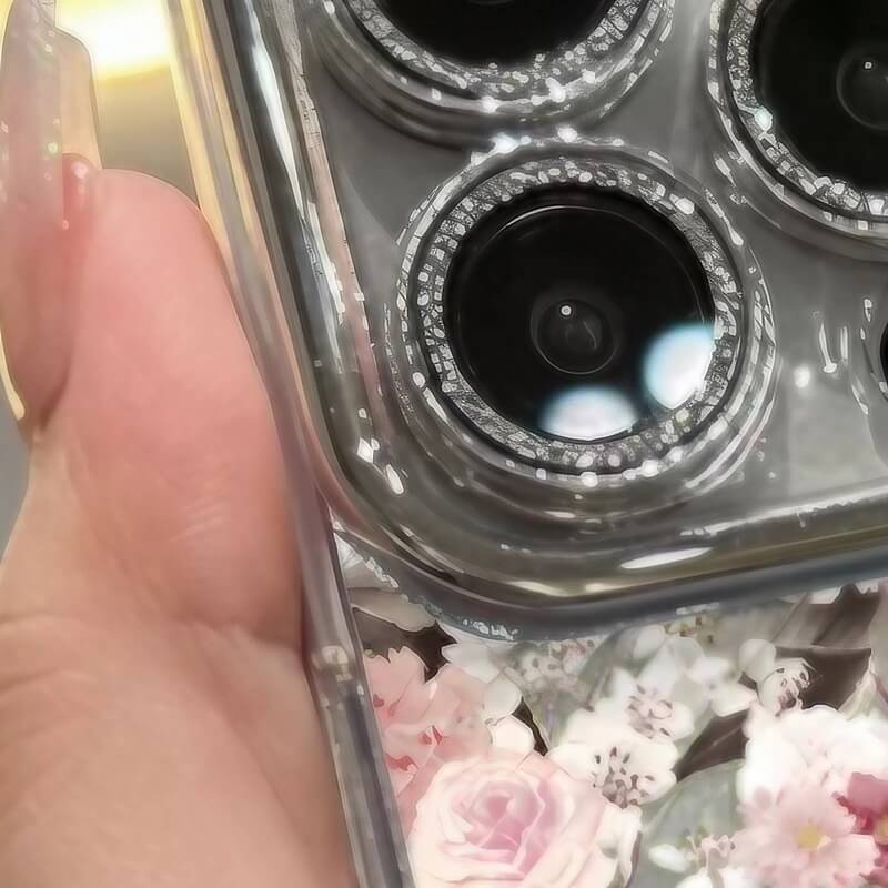 iPhone 16 Pro Max Case - Silver Transparent Floral Blooming Flowers Pattern Acrylic