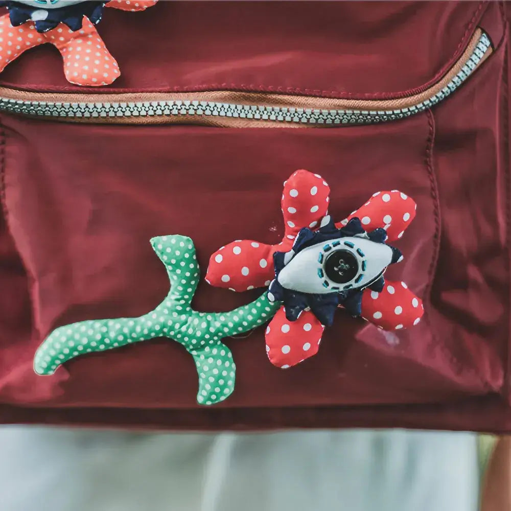 Kawaii Yayoi Kusama Red Polyester 14-inch Casual Cute Handmade Backpack