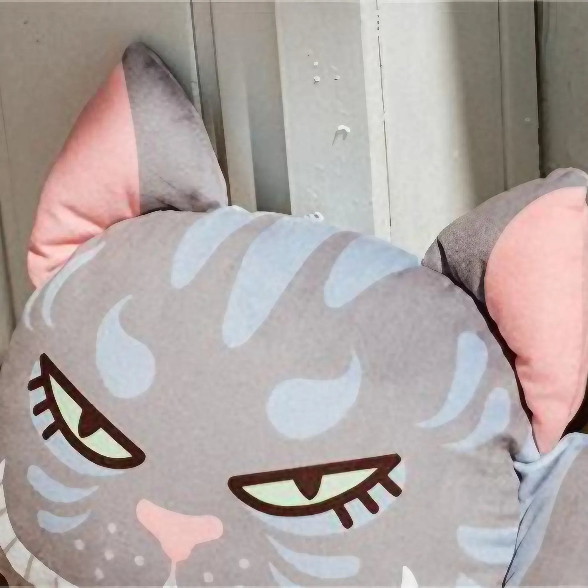 Cute Smiling Long Kawaii Cat Shaped Polyester Throw Pillow for Bed and Sofa