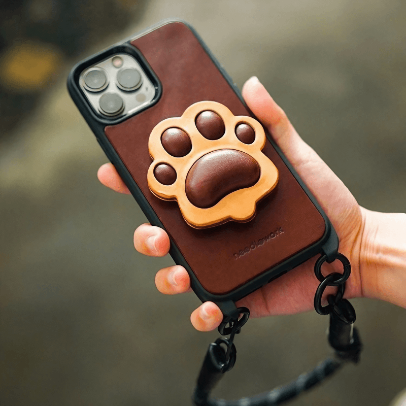 Leather iPhone Colorful Cases iPhone 15 14 13 Dog Paw With Crossbody Strap