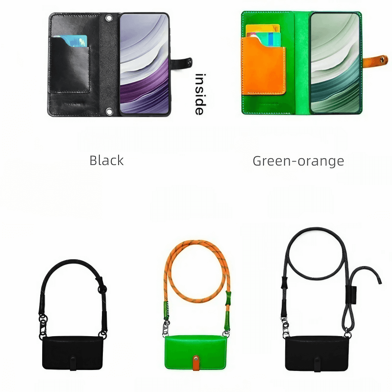 Leather iPhone Wallet Colorful Cases iPhone 15 14 13 With Crossbody Strap