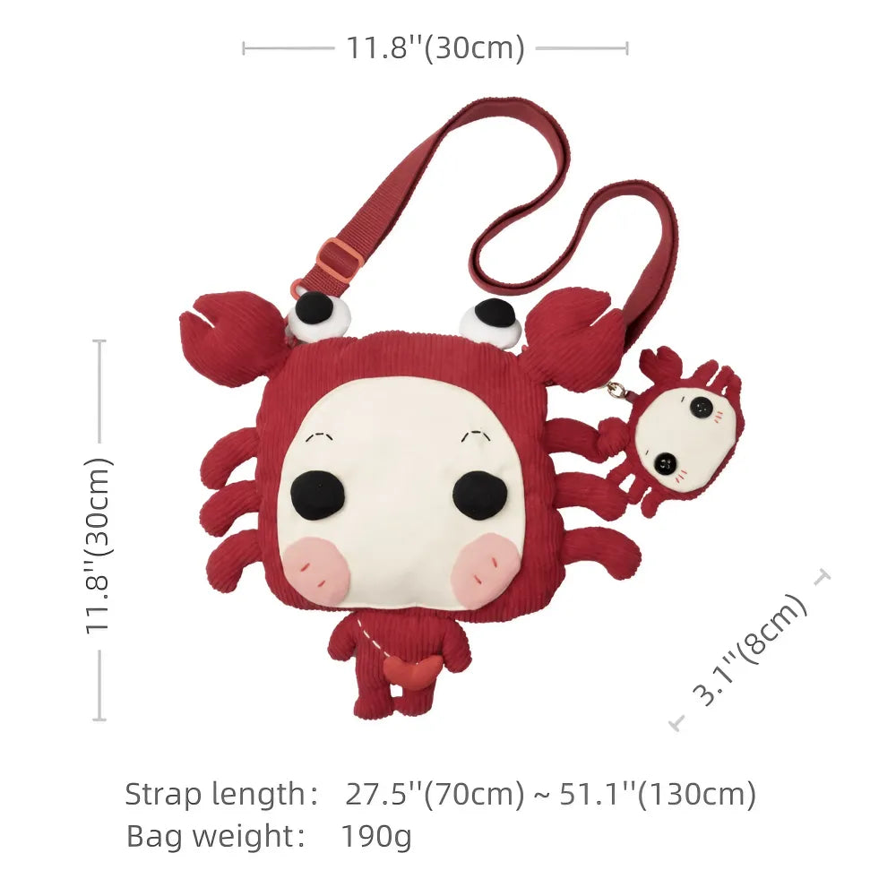 Red Cute Cancer Zodiac Kawaii Crossbody Bag - Cotton Casual Phone Bag