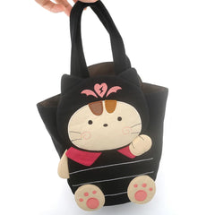 Sweetheart Cat Cute Black Cotton Casual Kawaii Tote Bag