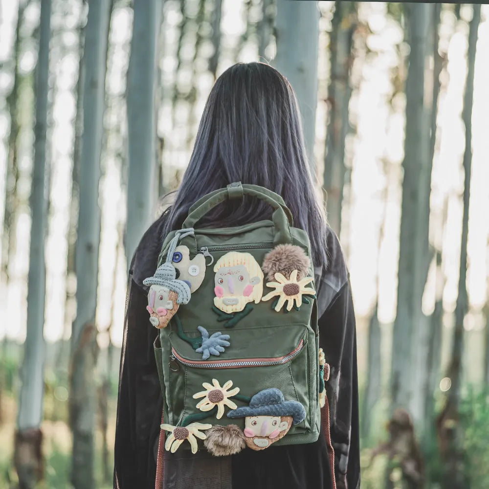 Van Gogh Cute and Stylish Green Polyester Kawaii Backpack Casual and Laptop Handmade Bag