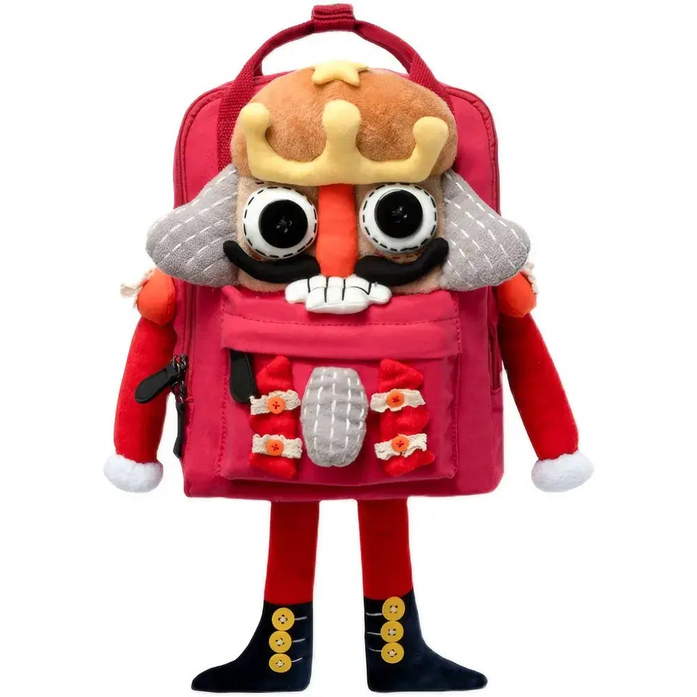 Cute Nutcracker Canvas Handmade Kawaii Anime Backpack Red Casual and Unique